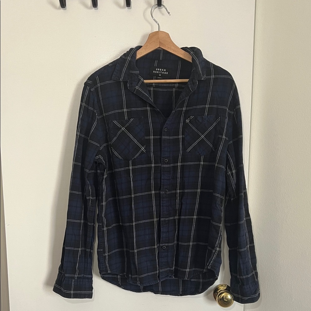 Urban Heritage Navy Plaid Casual Button Down Shirt